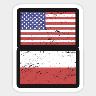 United States Flag & Poland Flag Sticker